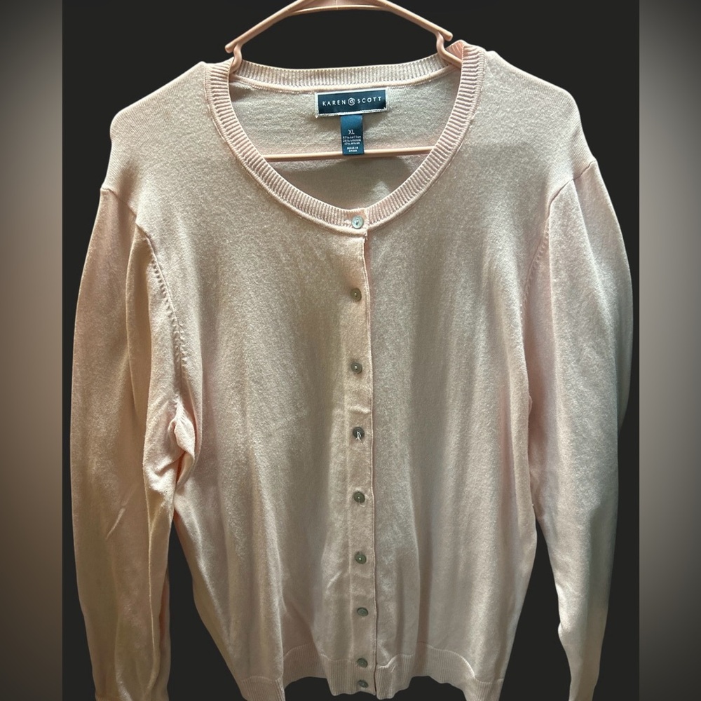 Karen Scott Women's Light Pink Cardigan Sweater